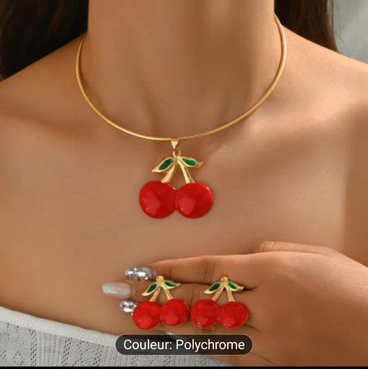 Ensemble collier et boucles d'oreilles en cristal