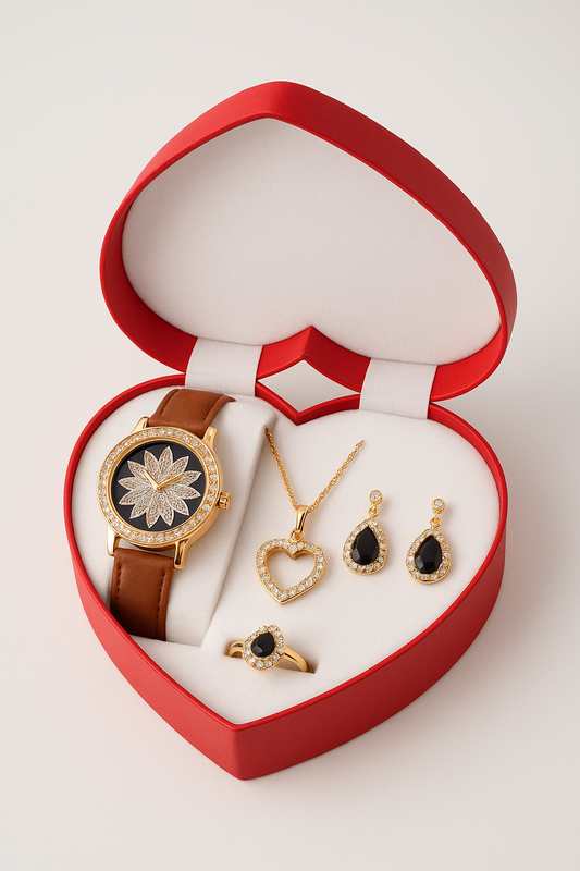 Coffret Elégance noire Montre et Parure